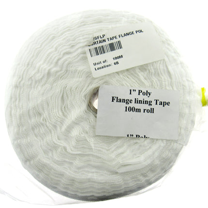 Polyester Flange Curtain Tape - 25mm (1") Wide - Polyester - CT25FLP - ThreadandTrimmings