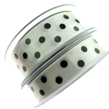 Spotty Satin Polka Dot Ribbon by Berrisford's - 3m Length - 15mm or 25mm - ThreadandTrimmings