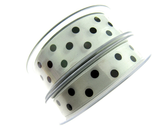 Spotty Satin Polka Dot Ribbon by Berrisford's - 3m Length - 15mm or 25mm - ThreadandTrimmings