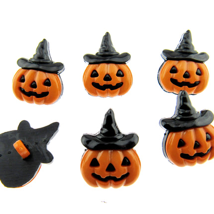Halloween Buttons Pumpkin Spooky Costumes Craft Novelty Shank Back Pack of 6