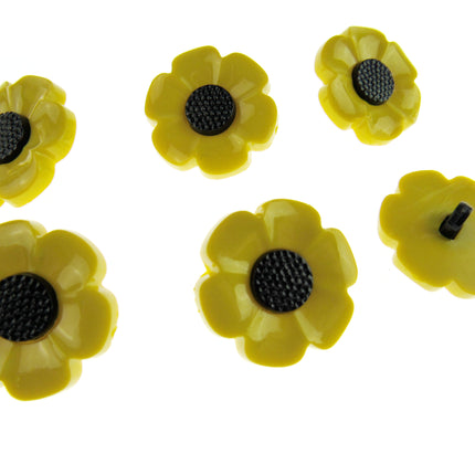 Round Flower Buttons Daisy Poppy Forget Me Not & Sunflower Buttons 18mm/21mm - ThreadandTrimmings