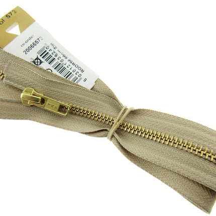 Brass Metal Open End Zipper by YKK #5 Zip Chain Choose From 6 Colours & 11 Sizes - ThreadandTrimmings