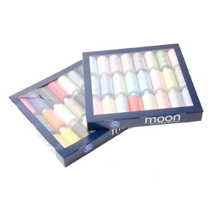 Coats Moon Assorted Sewing Thread Box 24 Reels Spun Polyester Gift Set 1000yd