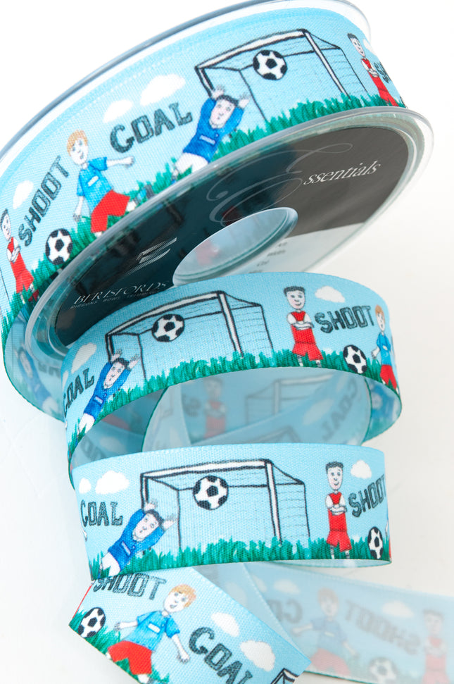 Football Fan Ribbon by Berisfords - 25mm Wide - 3 Meter Lengths - Shoot - Goal