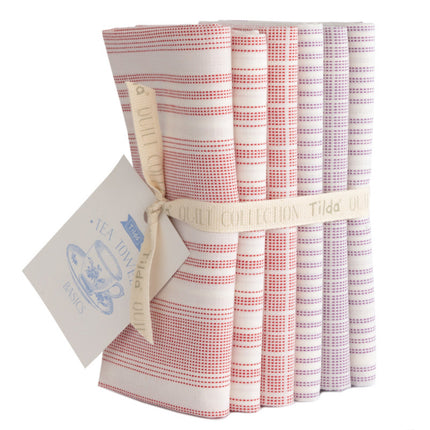 Tilda Woven Tea Towel Fat Quarters Bundle of 6 Premium Cotton Fabric Pieces