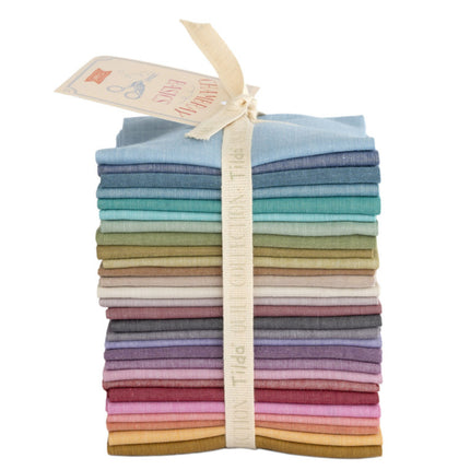 Tilda Chambray Cotton Fat Eighths Bundle of 28 Premium Quilting Fabric Pieces