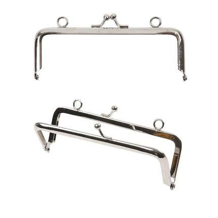 Silver Metal Purse Frames With Kiss Clasp and Hanging Holes - 3 Sizes Available - ThreadandTrimmings
