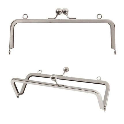 Silver Metal Purse Frames With Kiss Clasp and Hanging Holes - 3 Sizes Available - ThreadandTrimmings