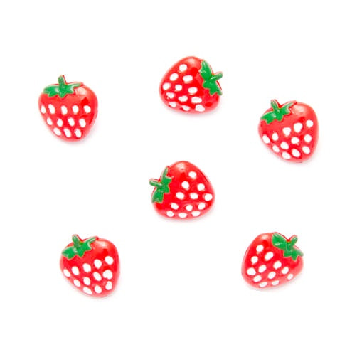 Strawberry Baby Fruit Buttons with Shank and Hand Painted Detail 15mm CN6 - ThreadandTrimmings