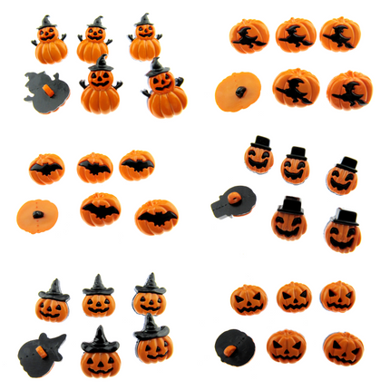 Halloween Buttons Pumpkin Spooky Costumes Craft Novelty Shank Back Pack of 6