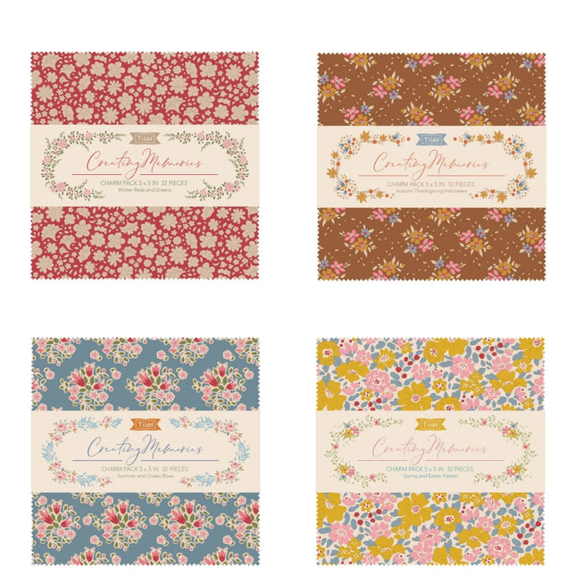 Stack of premium 16 coordinating seasonal small patterned fabric designs by Tone Finnanger.
