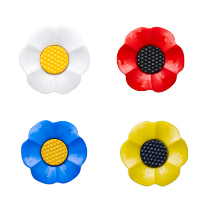 Round Flower Buttons Daisy Poppy Forget Me Not & Sunflower Buttons 18mm/21mm - ThreadandTrimmings