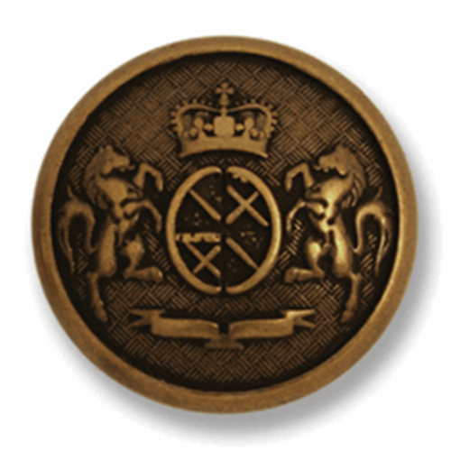 Round  Metal Buttons Bronze Prancing Pony Horse Shank Buttons Royal Crown G34 - ThreadandTrimmings