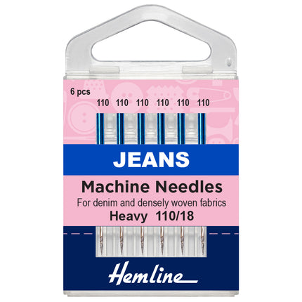 Denim Jeans Sewing Machine Needles by Hemline Regular, Medium & Heavy 6 Needle - ThreadandTrimmings