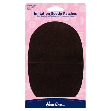 Sew On Imitation Suede Patches - 2 Pcs - Pre-punched Sewing Holes - 15cm x 10cm - ThreadandTrimmings