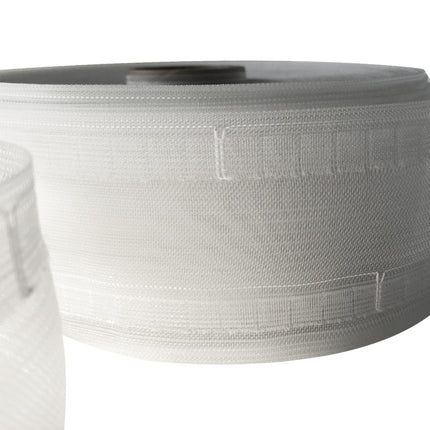 Clear wave curtain tape on a white background