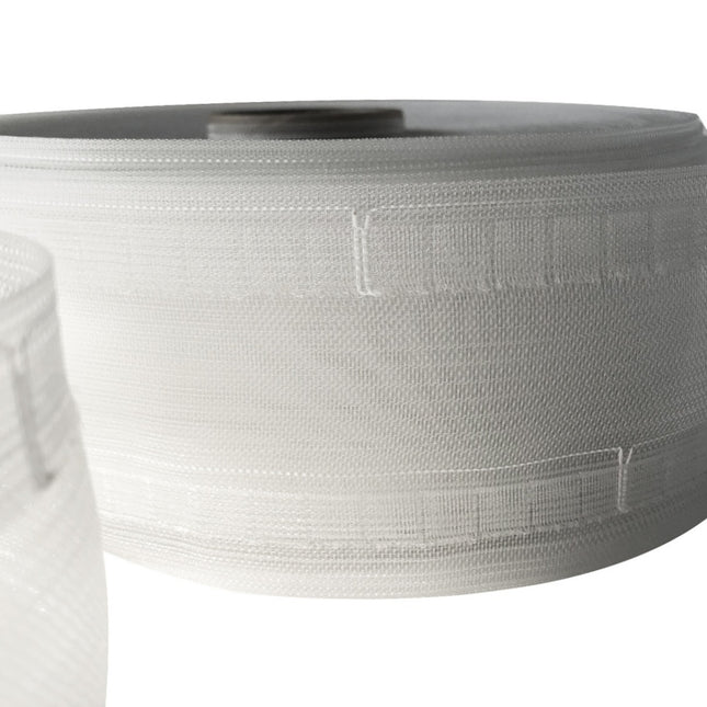 Clear wave curtain tape on a white background