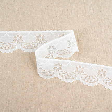 Flat Nylon Lace Trimming Antique White – 9 Widths & Patterns – 5m Lengths - ThreadandTrimmings