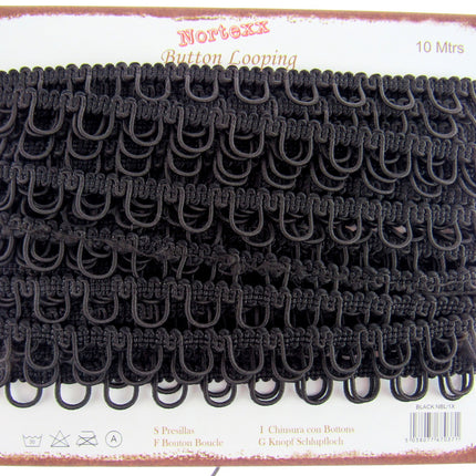 Bridal Button Looping with Elasticated Loops For Corsets - 10mm Wide - 4 Colours - ThreadandTrimmings