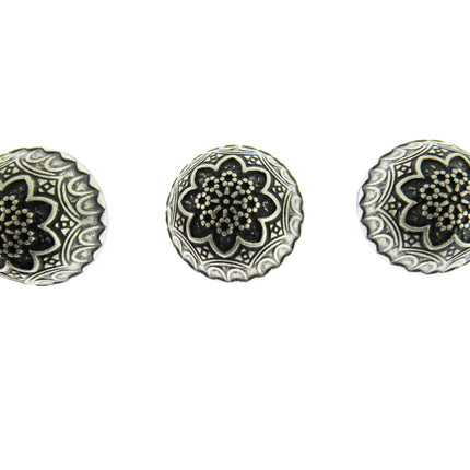 Round Domed Crested Metal Buttons in Colour Antique Silver Bronze - 3 x Buttons - ThreadandTrimmings