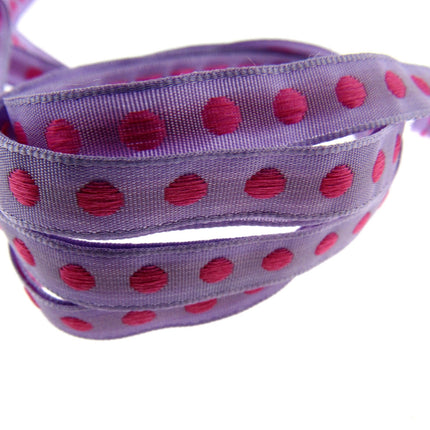 Bright Funky Narrow Ribbon with Woven Contrasting Spot - 10mm -5m or 20m Lengths - ThreadandTrimmings
