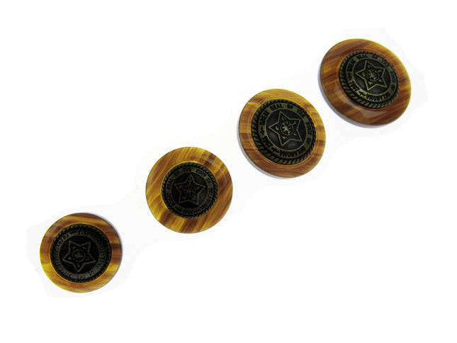 Round Brown Pentagon Star Buttons For Leather Jackets Coats with Wire Shank CP69 - ThreadandTrimmings