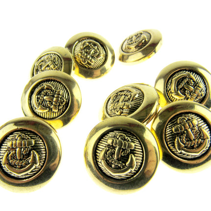 Round Metal and Metal Look Gold Shank Buttons - Clearance