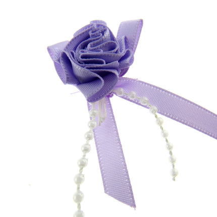 Carnation Satin Ribbon Bows with Pearl String Stamens & Tails - 5 x Bows - 53415