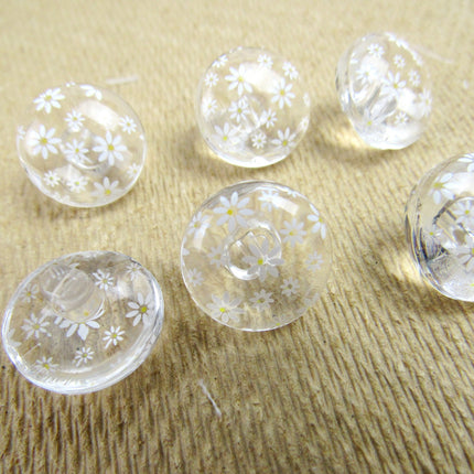Clear Domed Buttons with Choice of Pretty Subtle Designs Black White 6pcs 15mm - ThreadandTrimmings