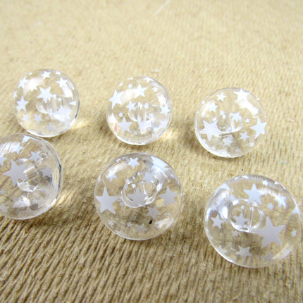 Clear Domed Buttons with Choice of Pretty Subtle Designs Black White 6pcs 15mm - ThreadandTrimmings