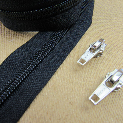 Continuous Zip Chain No.5 Weight with Sliders - Ideal for Upholstery & Cushions - ThreadandTrimmings
