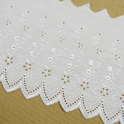 Flat White Cotton Broderie Anglaise 6" 150mm Wide 3 Meter Length 2840