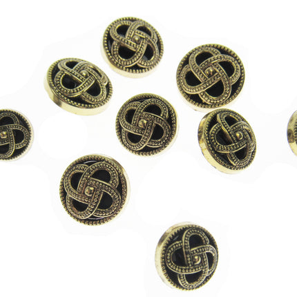 Round Celtic Coronet Shank Buttons Antique Gold Contrasting Background CX6 - ThreadandTrimmings