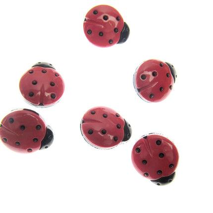 Ladybird Buttons Red and Black Shank Buttons Sizes 15mm & 20mm CN16 - ThreadandTrimmings