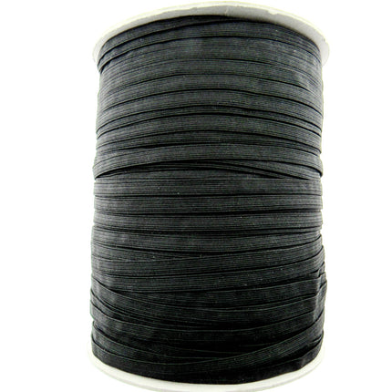 Thin Flat Braid Elastic - 7mm - 8 Cord Knicker - Face Mask Elastic Black - White - ThreadandTrimmings