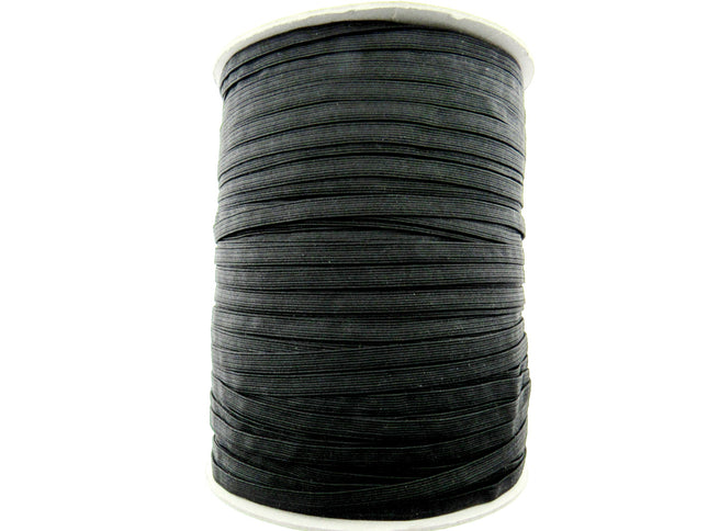 Thin Flat Braid Elastic - 7mm - 8 Cord Knicker - Face Mask Elastic Black - White - ThreadandTrimmings