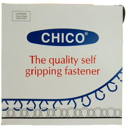 Chico Hook & Loop Fastener Tape 20mm x 1m Brown Beige Grey Red Black Twin Strip