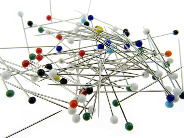 Glass Head Straight Sewing Pins - None Melt Pins - 32mm - 80 Pins Approx JTL057 - ThreadandTrimmings