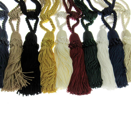 Pair Curtain Tie Backs Twisted Braid Rope with 11cm Tassel 2 Tiebacks 10 Colours - ThreadandTrimmings