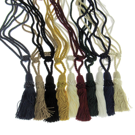 Pair Curtain Tie Backs Twisted Braid Rope with 11cm Tassel 2 Tiebacks 10 Colours - ThreadandTrimmings