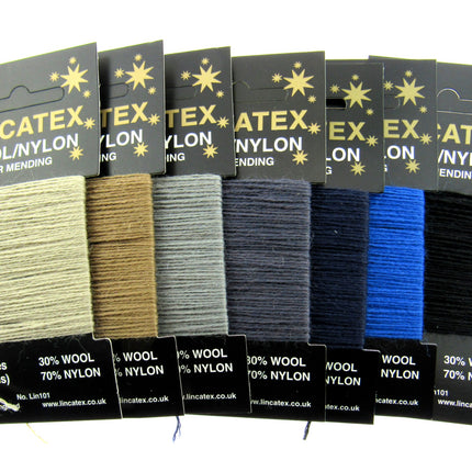 Mending Darning Repair Wool & Yarn by Lincatex Price is for 2 x 10 Meter Cards - ThreadandTrimmings