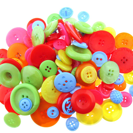 Mixed bright orange and green and yellow craft buttons