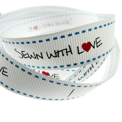 Bertie's Bows WHITE "Label" Grosgrain Ribbon - 16mm x 3m - Handmade, Knitted Etc - ThreadandTrimmings