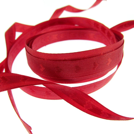 Valentine Ribbon with Woven Heart in Black or Red 10mm x 3m 53771 - ThreadandTrimmings