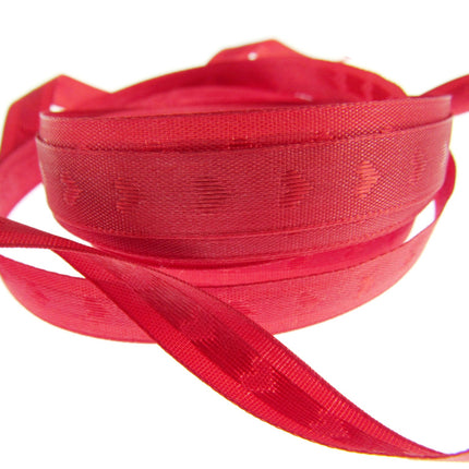 Valentine Ribbon with Woven Heart in Black or Red 10mm x 3m 53771 - ThreadandTrimmings