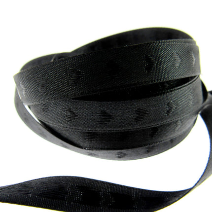 Valentine Ribbon with Woven Heart in Black or Red 10mm x 3m 53771 - ThreadandTrimmings