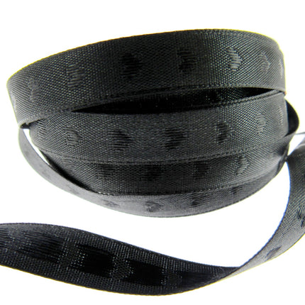 Valentine Ribbon with Woven Heart in Black or Red 10mm x 3m 53771 - ThreadandTrimmings