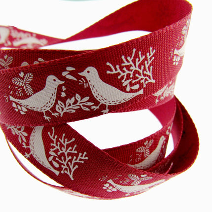Christmas Turtle Dove Ribbon by Berisfords - 3m Length - 15mm Wide - Peace