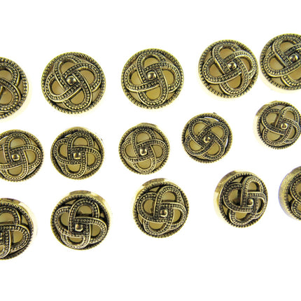 Round Celtic Coronet Shank Buttons Antique Gold Contrasting Background CX6 - ThreadandTrimmings