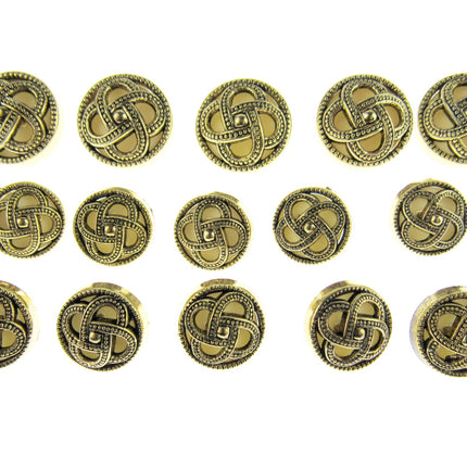 Round Celtic Coronet Shank Buttons Antique Gold Contrasting Background CX6 - ThreadandTrimmings